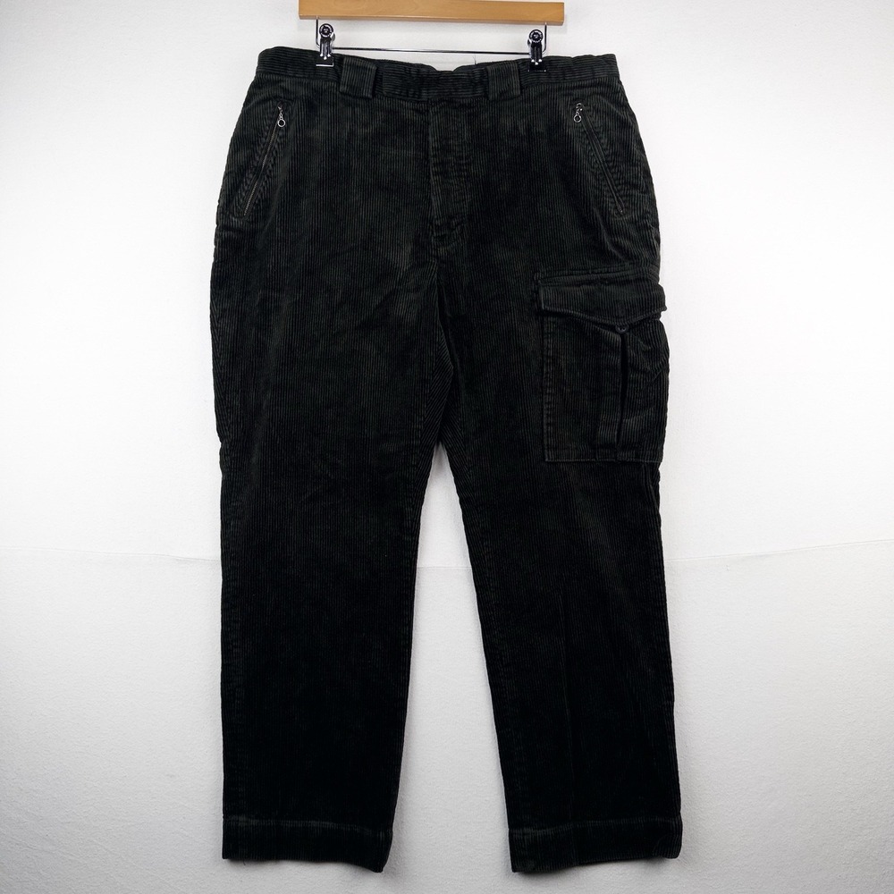 90's Vtg Polo Ralph Lauren Corduroy Cargo Pants Men's 38x30 Green Baggy